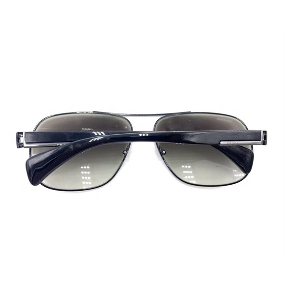 PRADA SPR52P 7AX-0A7 Black Square Aviator Sunglasses Gray Lens 61-15 140 Italy - Picture 11 of 12